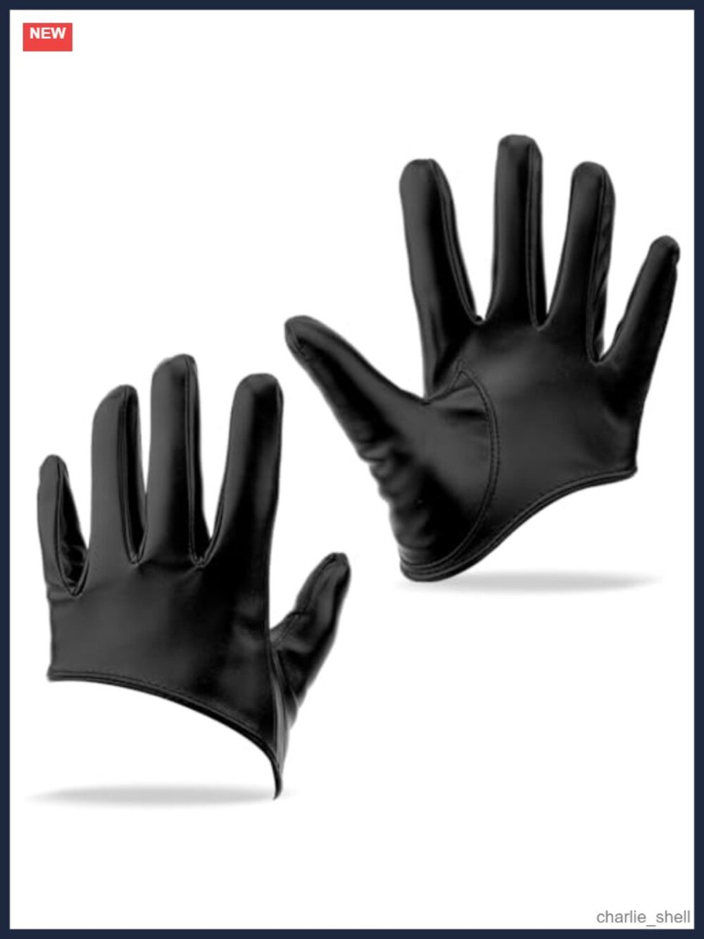 Faux Leather Half Palm Finger Gloves Short Wet Look PU Leather Party